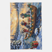 Wirehaired Pointing Griffon Christmas Boat Holiday Theedoek (Verticaal)