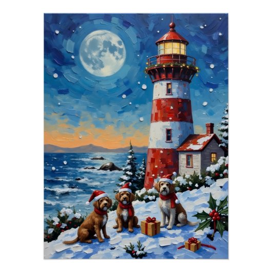 Wirehaired Pointing Griffon Christmas Lighthouse Perfect Poster (Voorkant)