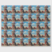 Wirehaired Pointing Griffon Dog Christmas Beach Cadeaupapier (Vlak)