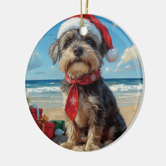 Wirehaired Pointing Griffon Dog Christmas Beach Keramisch Ornament (Links)