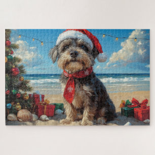 Wirehaired Pointing Griffon Dog Christmas Beach Legpuzzel