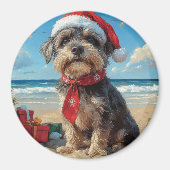 Wirehaired Pointing Griffon Dog Christmas Beach Magneet (Voorkant)