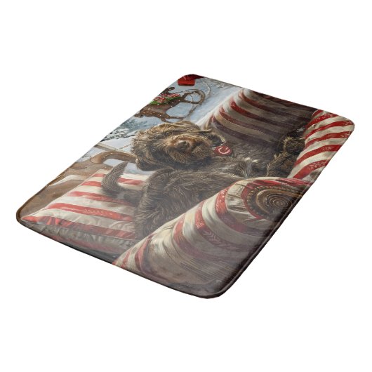Wirehaired Pointing Griffon Dog Kerstfeest Badmat (Gekanteld)