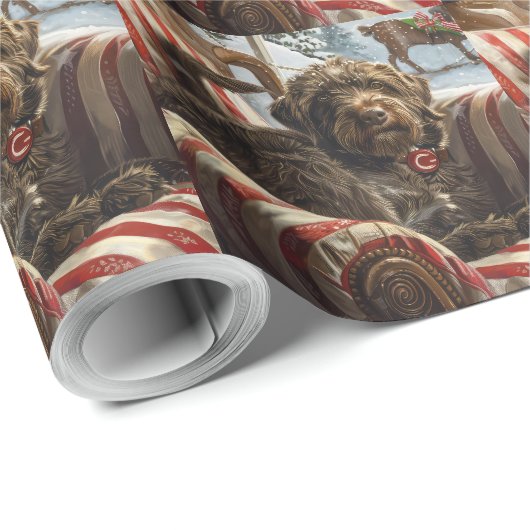 Wirehaired Pointing Griffon Dog Kerstfeest Cadeaupapier (Rol Hoek)