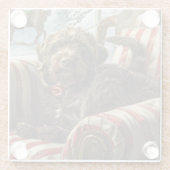 Wirehaired Pointing Griffon Dog Kerstfeest Glazen Onderzetter (Achterkant)