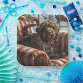 Wirehaired Pointing Griffon Dog Kerstfeest Papieren Bordje (Feest)