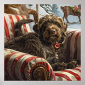 Wirehaired Pointing Griffon Dog Kerstfeest Poster (Voorkant)