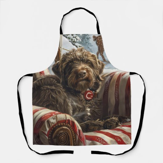 Wirehaired Pointing Griffon Dog Kerstfeest Schort (Voorkant)