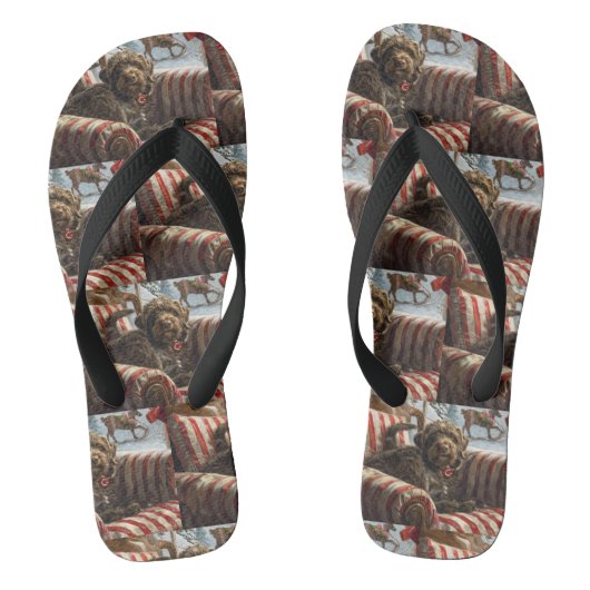 Wirehaired Pointing Griffon Dog Kerstfeest Teenslippers (Voetbed)