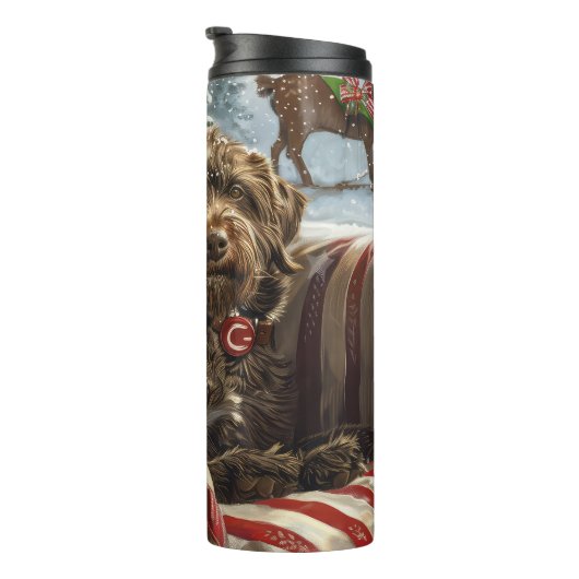 Wirehaired Pointing Griffon Dog Kerstfeest Thermosbeker (Geroteerd rechts)