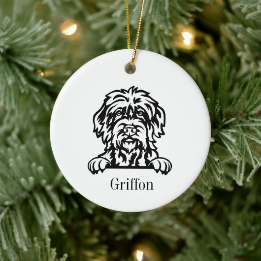 Wirehaired Pointing Griffon gepersonaliseerd huisd Keramisch Ornament (Boom)