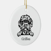 Wirehaired Pointing Griffon gepersonaliseerd huisd Keramisch Ornament (Rechts)