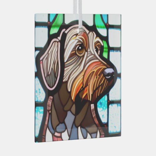 Wirehaired Pointing Griffon "Glas in lood" Glas Ornament (Voorkant Rechts)