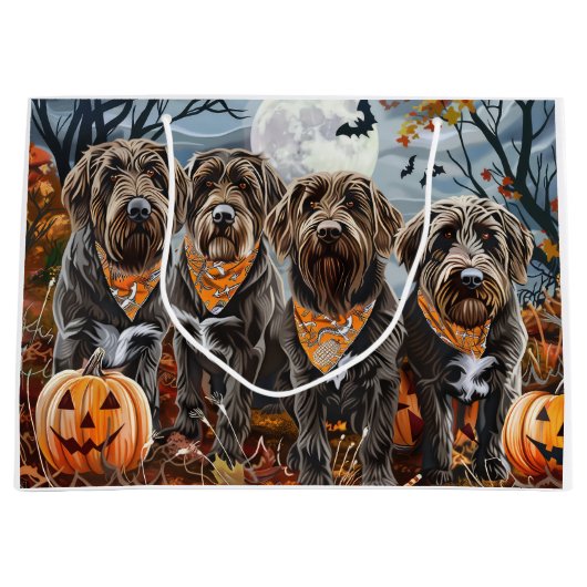 Wirehaired Pointing Griffon Halloween Spooky Groot Cadeauzakje (Voorkant)