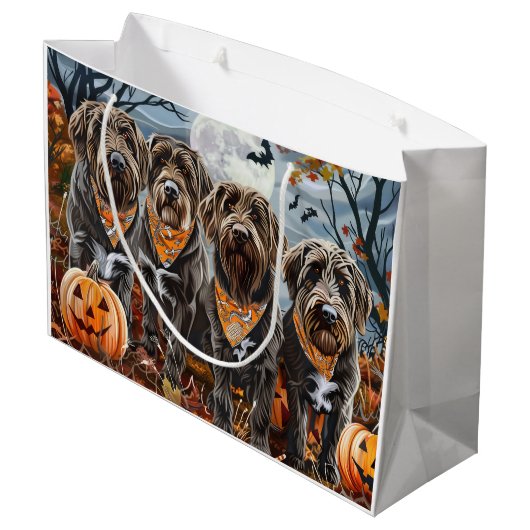 Wirehaired Pointing Griffon Halloween Spooky Groot Cadeauzakje (Achterkant Gekanteld)
