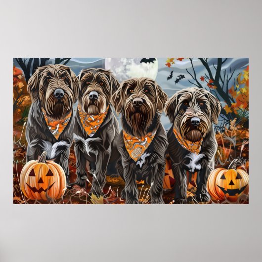 Wirehaired Pointing Griffon Halloween Spooky Poster (Voorkant)