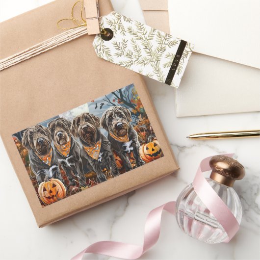 Wirehaired Pointing Griffon Halloween Spooky Rechthoekige Sticker (Geschenken)