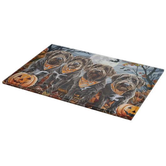 Wirehaired Pointing Griffon Halloween Spooky Snijplank (Hoek)