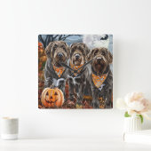 Wirehaired Pointing Griffon Halloween Spooky Vierkante Klok (Huis)