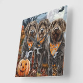 Wirehaired Pointing Griffon Halloween Spooky Vierkante Klok (Hoek)