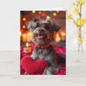 Wirehaired Pointing Griffon Hearts Valentijnsdag Kaart (Gele Bloem)