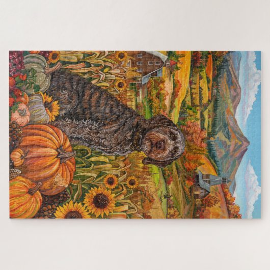 Wirehaired Pointing Griffon Herfst Thanksgiving Legpuzzel (Horizontaal)