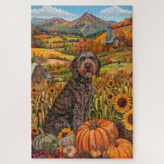 Wirehaired Pointing Griffon Herfst Thanksgiving Legpuzzel (Verticaal)