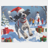 Wirehaired Pointing Griffon in Snow Christmas Pet Fleece Deken (Voorkant (Horizontaal))