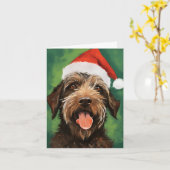 Wirehaired Pointing Griffon Kerstschilderij Kaart (Gele Bloem)
