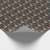 Wirehaired Pointing Griffon met kerstcadeaus Cadeaupapier (Hoek)