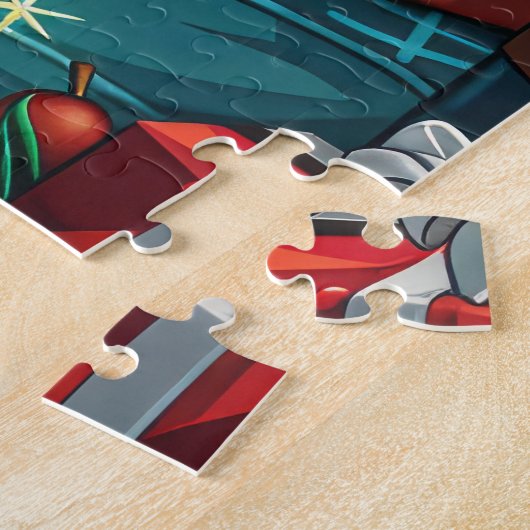 Wirehaired Pointing Griffon met kerstcadeaus Legpuzzel (Zijkant)