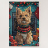 Wirehaired Pointing Griffon met kerstcadeaus Legpuzzel (Verticaal)