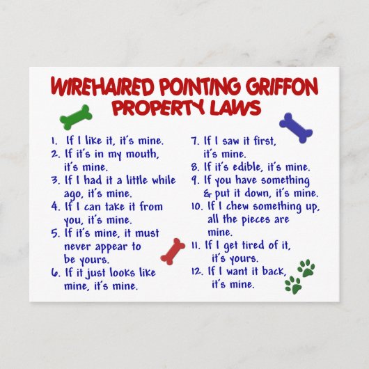 WIREHAIRED POINTING GRIFFON Property Laws 2 Briefkaart (Voorkant)