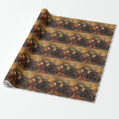 Wirehaired Pointing Griffon Puppy Autumn Cadeaupapier (Uitgerold)
