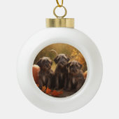 Wirehaired Pointing Griffon Puppy Autumn Keramische Bal Ornament (Voorkant)