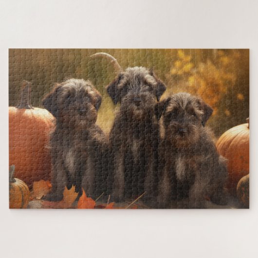 Wirehaired Pointing Griffon Puppy Autumn Legpuzzel (Horizontaal)