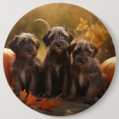 Wirehaired Pointing Griffon Puppy Autumn Ronde Button 6,0 Cm (Voorkant)