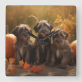 Wirehaired Pointing Griffon Puppy Autumn Vierkante Klok (Voorkant)
