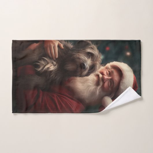 Wirehaired Pointing Griffon Sinterklaas Kerstmis Bad Handdoek (Handdoek)