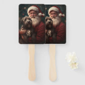 Wirehaired Pointing Griffon Sinterklaas Kerstmis Handwaaier (Voorkant en achterkant)