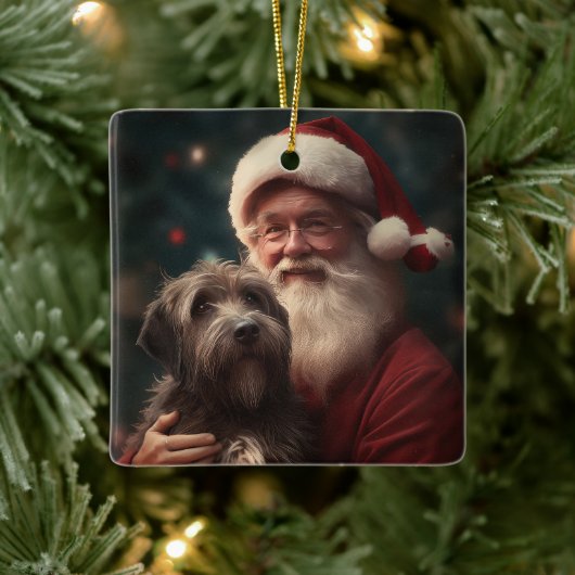 Wirehaired Pointing Griffon Sinterklaas Kerstmis Keramisch Ornament (Boom)