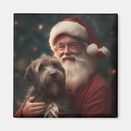 Wirehaired Pointing Griffon Sinterklaas Kerstmis Magneet (Voorkant)