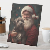 Wirehaired Pointing Griffon Sinterklaas Kerstmis Reclamebord Met Voetstuk (Insitu)