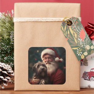 Wirehaired Pointing Griffon Sinterklaas Kerstmis Vierkante Sticker