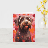 Wirehaired Pointing Griffon Valentijnsdag Kaart (Gele Bloem)