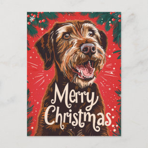 Wirehaired Pointing Griffon Vrolijk Kerstfeest Briefkaart