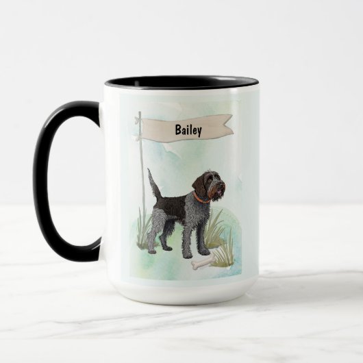 Wirehaired Pointing Griffon Watercolor Personalize Mok (Links)