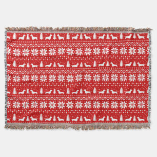 Wirehaired Teckel Honden Leuke Kerst Patroon Deken