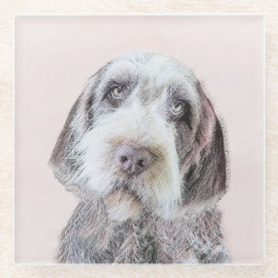 Wirehares Pointing Griffon Painting - Dog Art Glazen Onderzetter