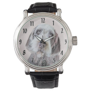 Wirehares Pointing Griffon Painting - Dog Art Horloge